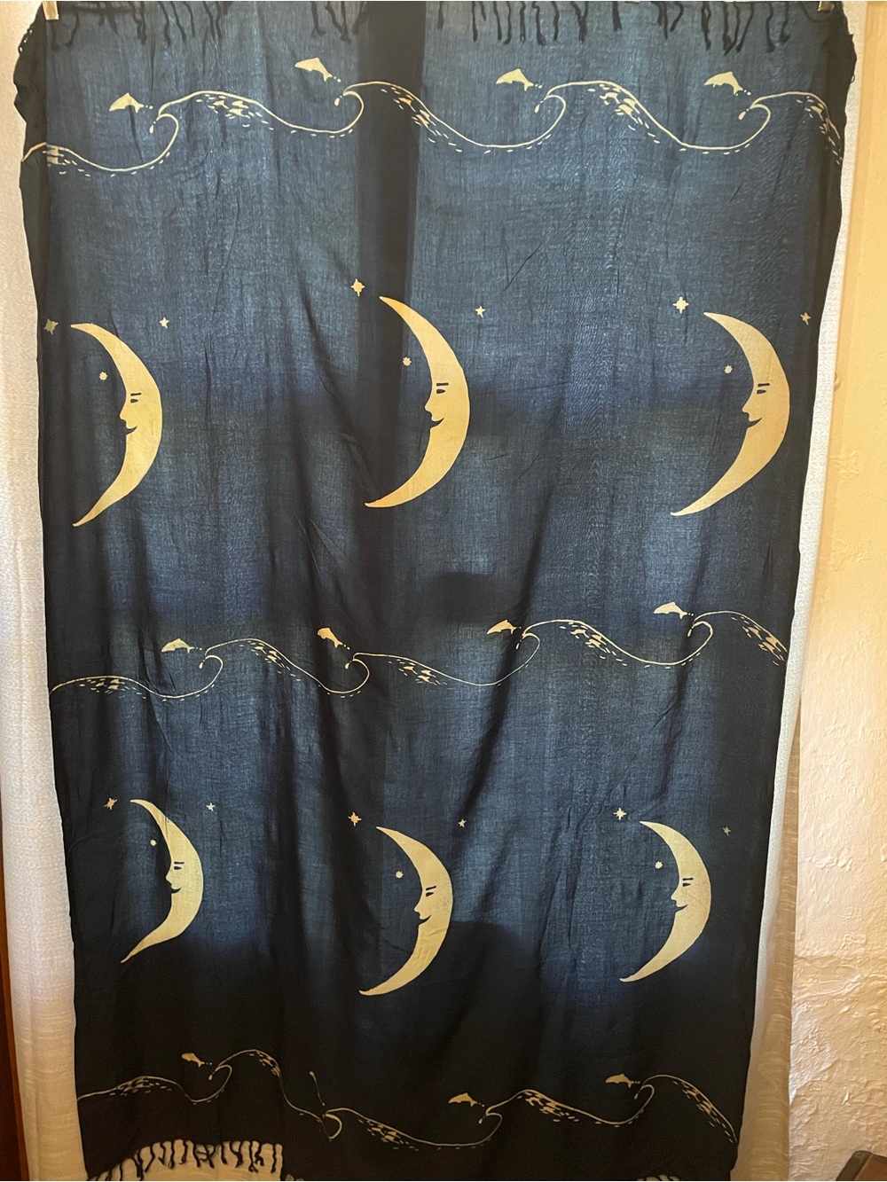 Navy Moon Print Tapestry Wall Hanging